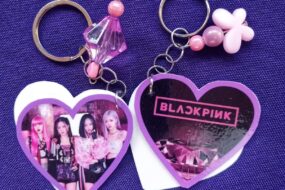 Black Pink Heart Shape Keychain